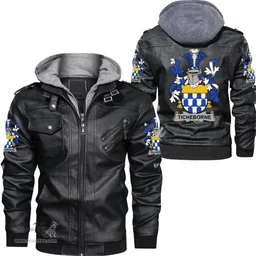 Irish Ticheborne Coat of Arms Family Crest Ireland Leather Jacket Irish Jackets