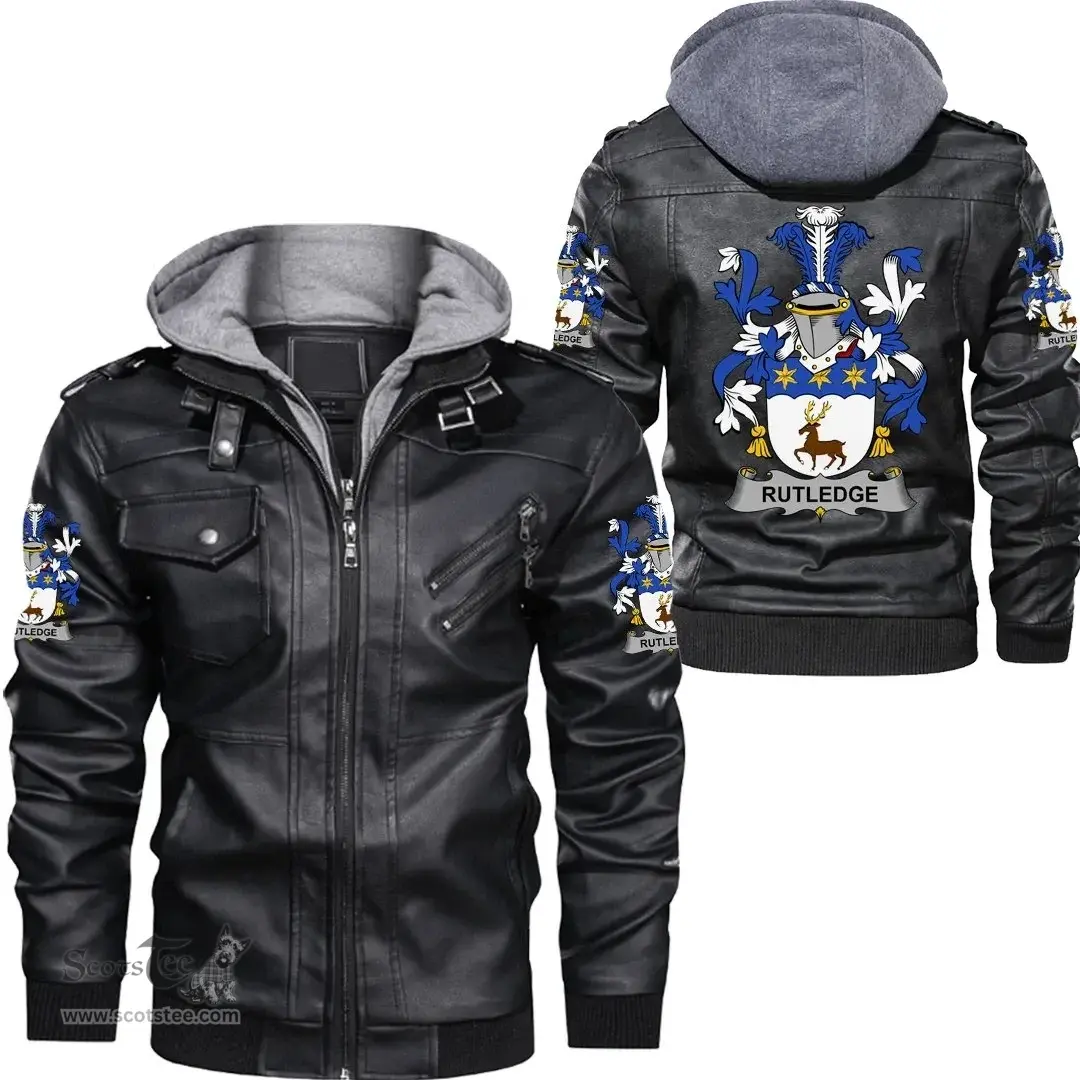 Irish Rutledge Coat of Arms Family Crest Ireland Leather Jacket Irish Jackets