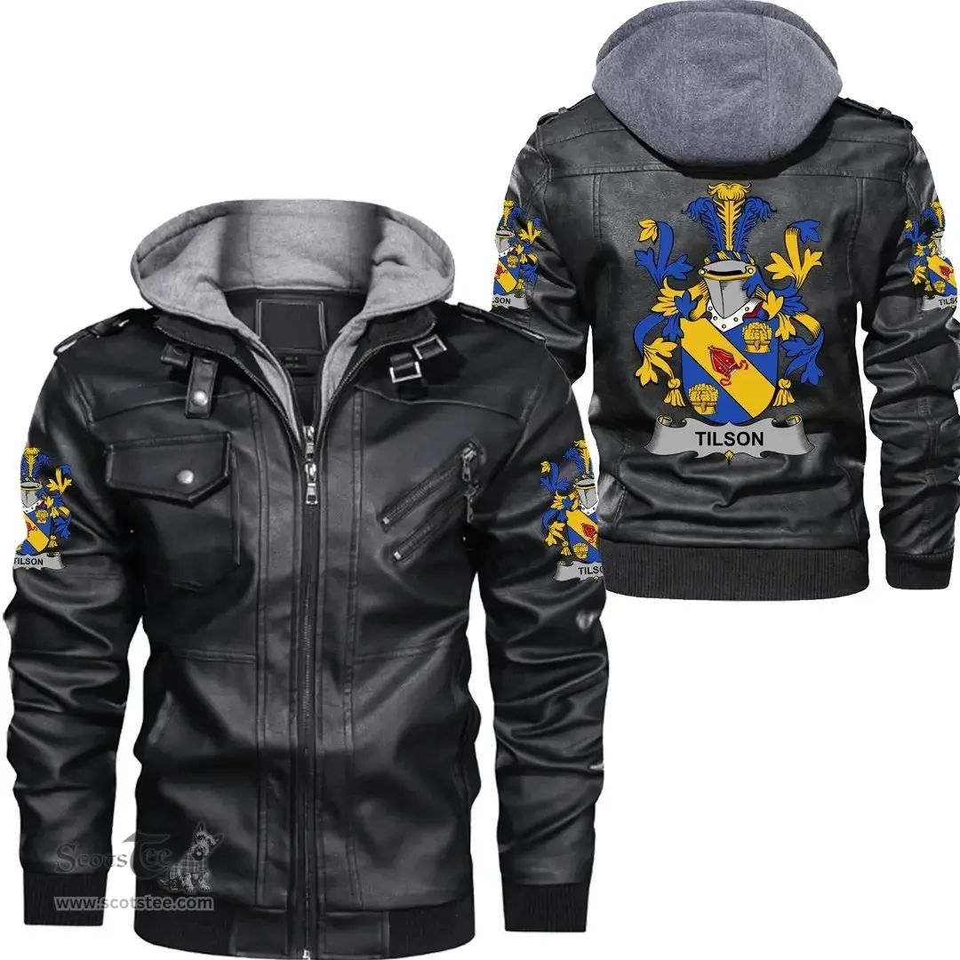 Irish Tilson Coat of Arms Family Crest Ireland Leather Jacket Irish Jackets