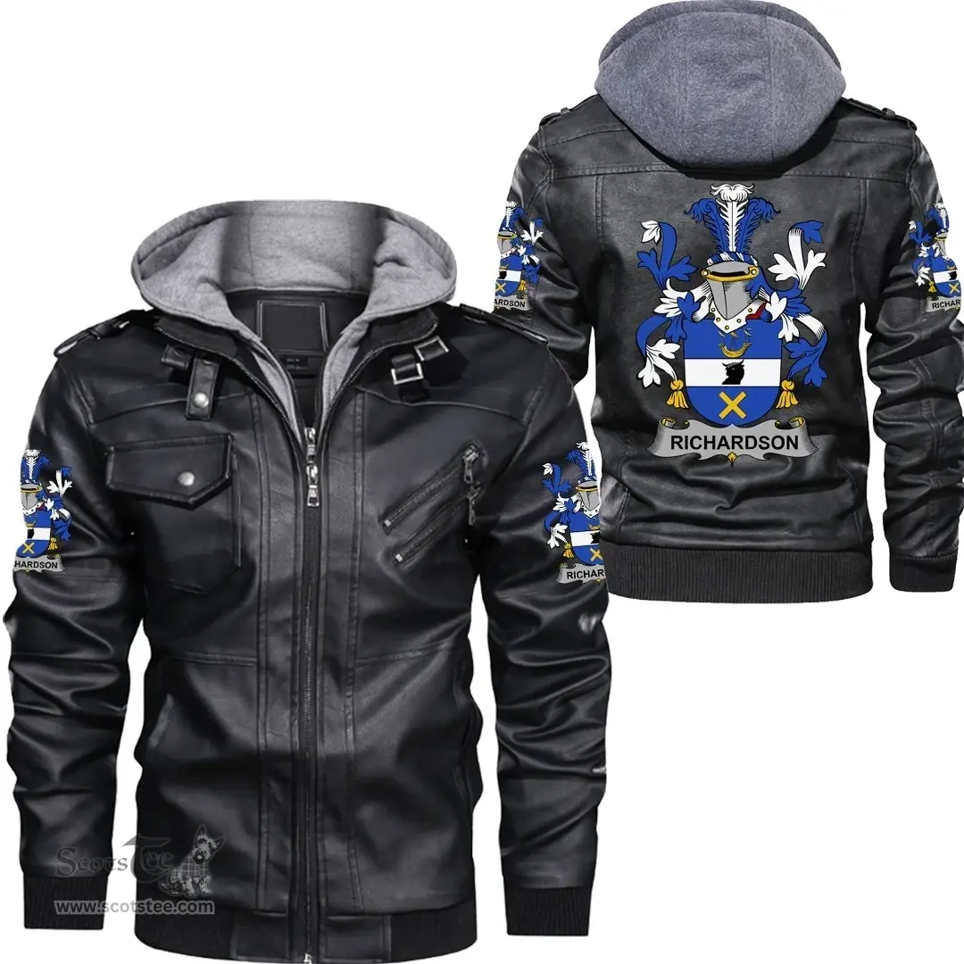 Irish Richardson Coat of Arms Family Crest Ireland Leather Jacket Irish Jackets