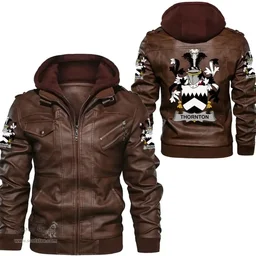 Irish Thornton Coat of Arms Family Crest Ireland Leather Jacket Irish Jackets