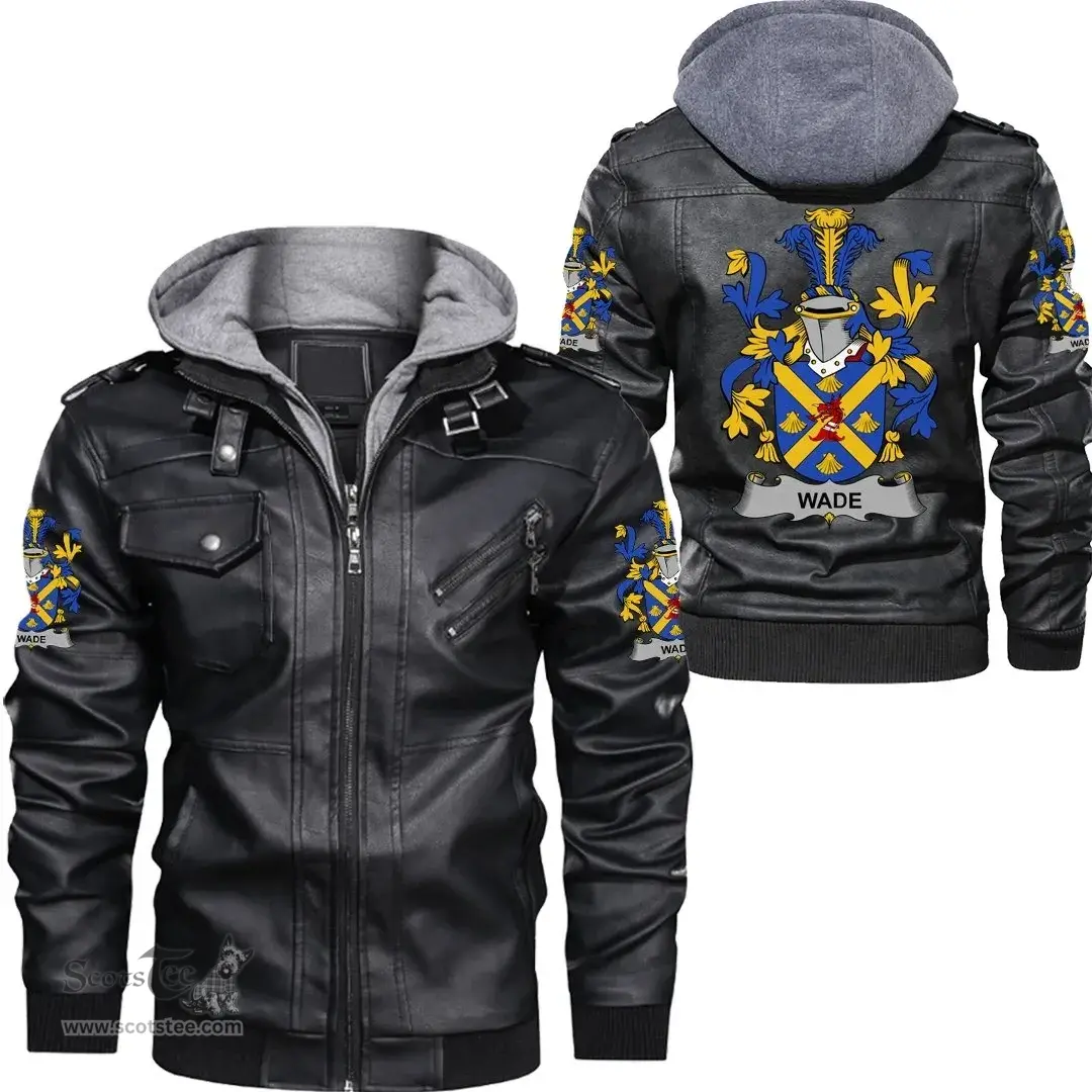 Irish Wade Coat of Arms Family Crest Ireland Leather Jacket Irish Jackets