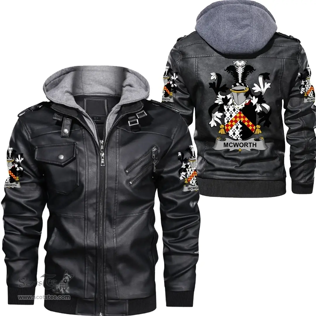 Irish McWorth or MacWorth Coat of Arms Family Crest Ireland Leather Jacket Irish Jackets