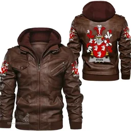 Irish Ryan or O'Mulrian Coat of Arms Family Crest Ireland Leather Jacket Irish Jackets