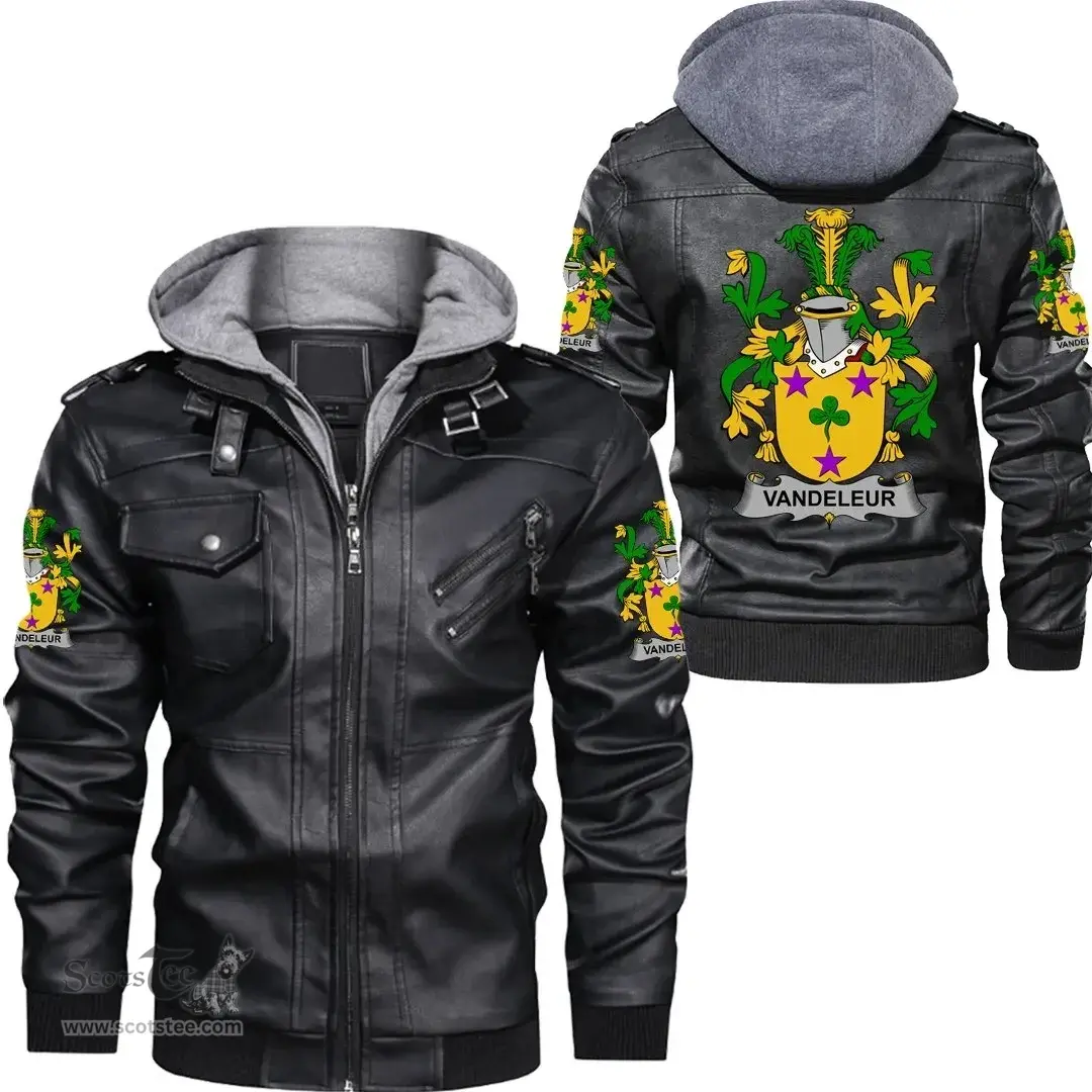 Irish Vandeleur Coat of Arms Family Crest Ireland Leather Jacket Irish Jackets