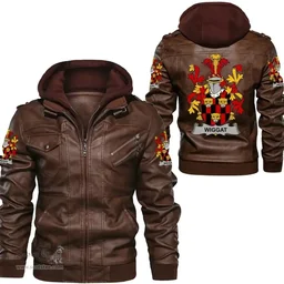 Irish Wiggat Coat of Arms Family Crest Ireland Leather Jacket Irish Jackets