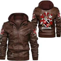 Irish Tickell Coat of Arms Family Crest Ireland Leather Jacket Irish Jackets