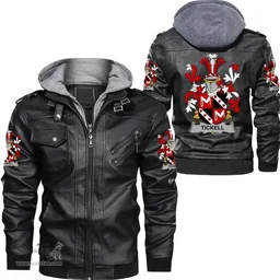 Irish Tickell Coat of Arms Family Crest Ireland Leather Jacket Irish Jackets