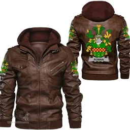 Irish Rowan Coat of Arms Family Crest Ireland Leather Jacket Irish Jackets