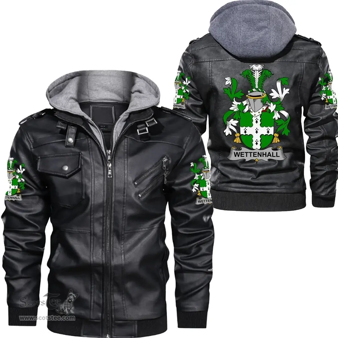 Irish Wettenhall Coat of Arms Family Crest Ireland Leather Jacket Irish Jackets