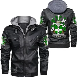 Irish Wettenhall Coat of Arms Family Crest Ireland Leather Jacket Irish Jackets