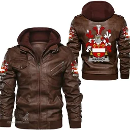 Irish Warwick Coat of Arms Family Crest Ireland Leather Jacket Irish Jackets