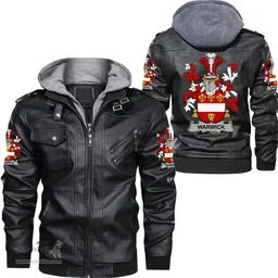 Irish Warwick Coat of Arms Family Crest Ireland Leather Jacket Irish Jackets