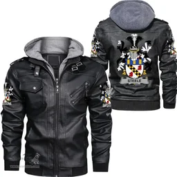 Irish Steele Coat of Arms Family Crest Ireland Leather Jacket Irish Jackets
