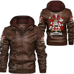 Irish Parker Coat of Arms Family Crest Ireland Leather Jacket Irish Jackets