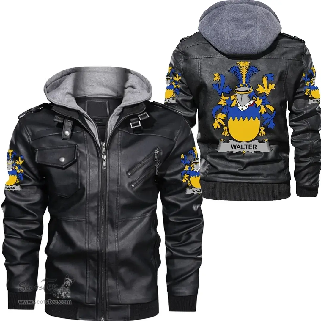 Irish Walter Coat of Arms Family Crest Ireland Leather Jacket Irish Jackets