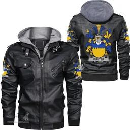 Irish Walter Coat of Arms Family Crest Ireland Leather Jacket Irish Jackets