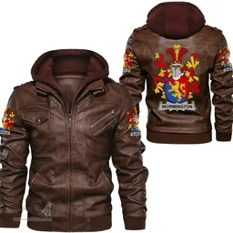 Irish Wormington Coat of Arms Family Crest Ireland Leather Jacket Irish Jackets