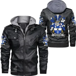 Irish Traynor or Trainer Coat of Arms Family Crest Ireland Leather Jacket Irish Jackets