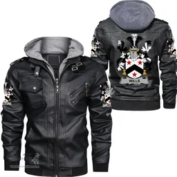 Irish Wills Coat of Arms Family Crest Ireland Leather Jacket Irish Jackets