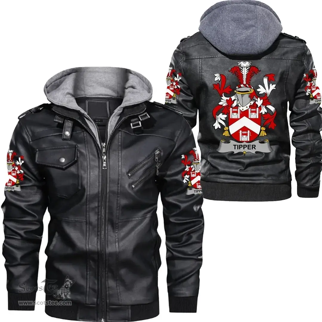 Irish Tipper Coat of Arms Family Crest Ireland Leather Jacket Irish Jackets