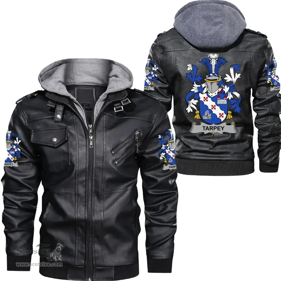 Irish Tarpey Coat of Arms Family Crest Ireland Leather Jacket Irish Jackets