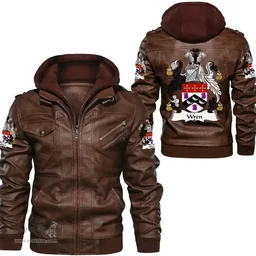 Irish Wren or Wrenn Coat of Arms Family Crest Ireland Leather Jacket Irish Jackets