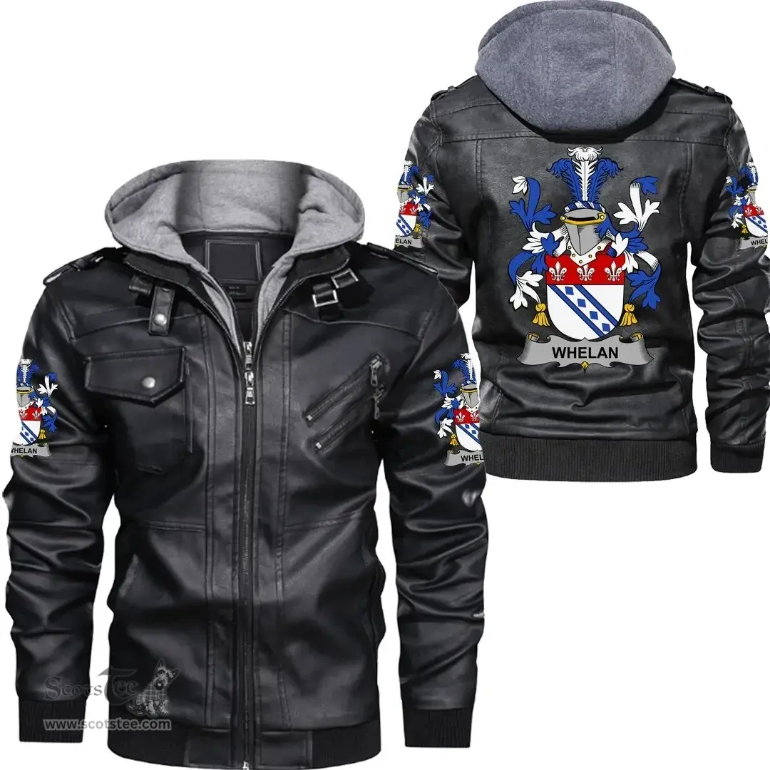Irish Whelan Coat of Arms Family Crest Ireland Leather Jacket Irish Jackets
