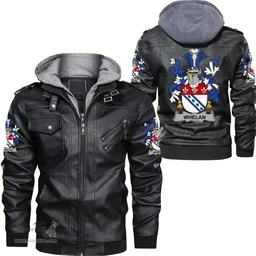Irish Whelan Coat of Arms Family Crest Ireland Leather Jacket Irish Jackets