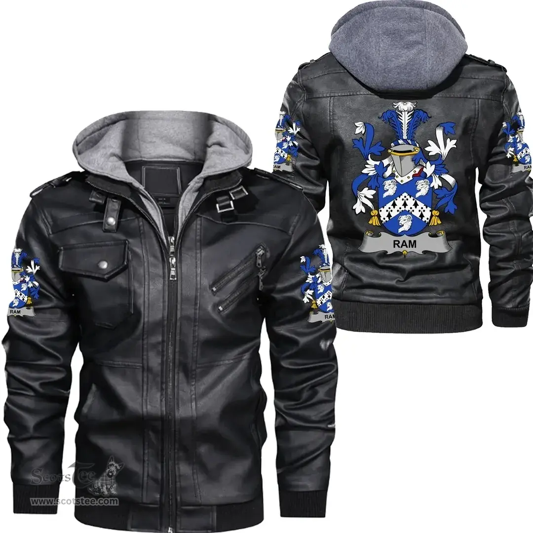 Irish Ram Coat of Arms Family Crest Ireland Leather Jacket Irish Jackets