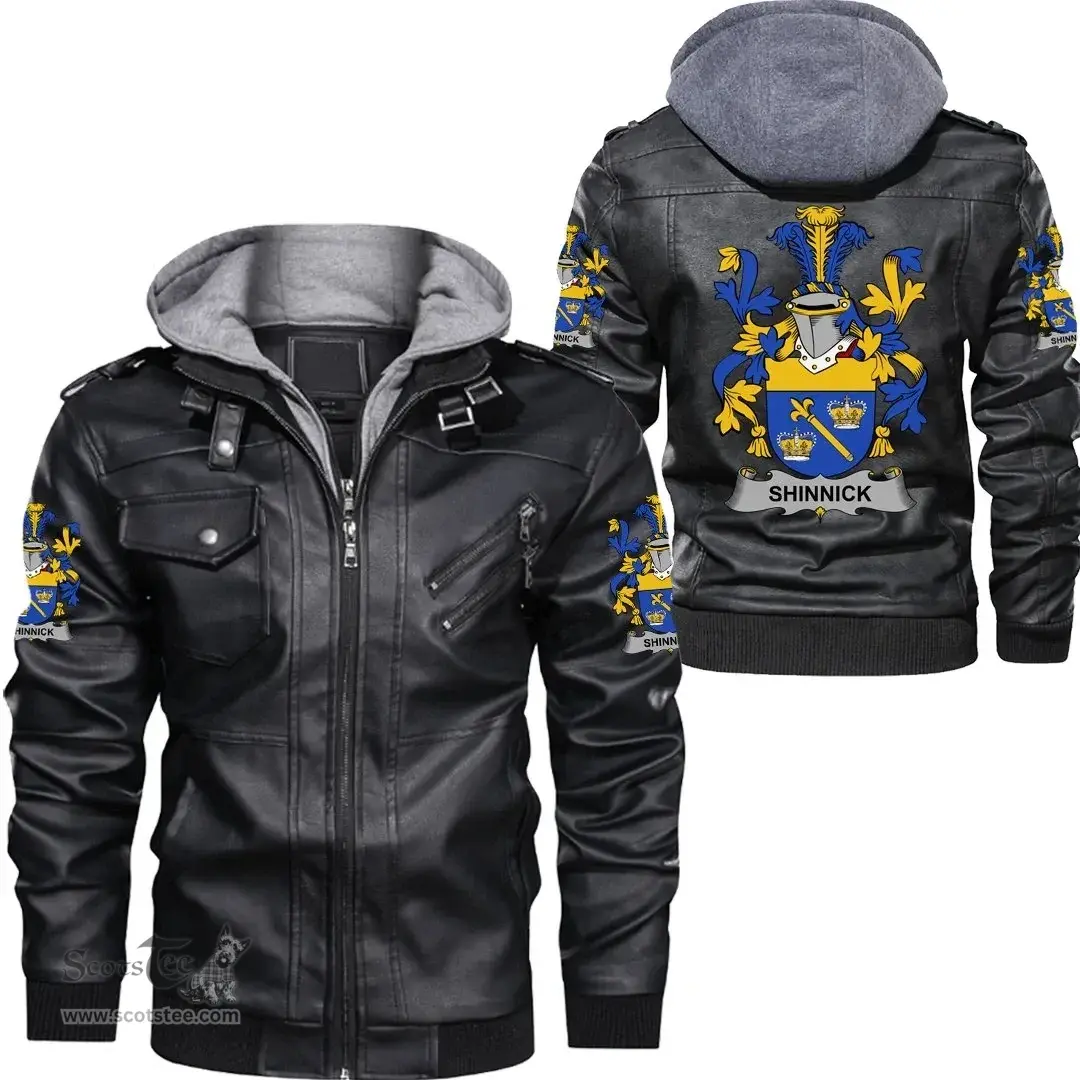 Irish Shinnick Coat of Arms Family Crest Ireland Leather Jacket Irish Jackets