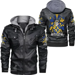 Irish Peacocke Coat of Arms Family Crest Ireland Leather Jacket Irish Jackets