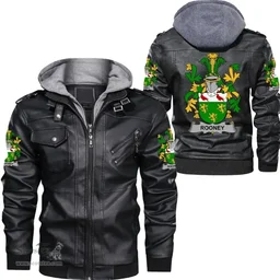 Irish Rooney or  O'Rooney Coat of Arms Family Crest Ireland Leather Jacket Irish Jackets