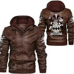 Irish Piggott Coat of Arms Family Crest Ireland Leather Jacket Irish Jackets