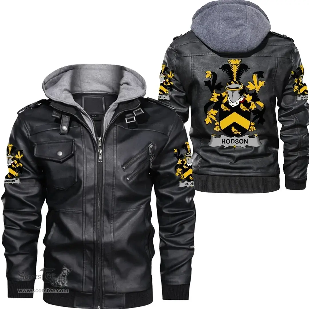 Irish Hodson Coat of Arms Family Crest Ireland Leather Jacket Irish Jackets
