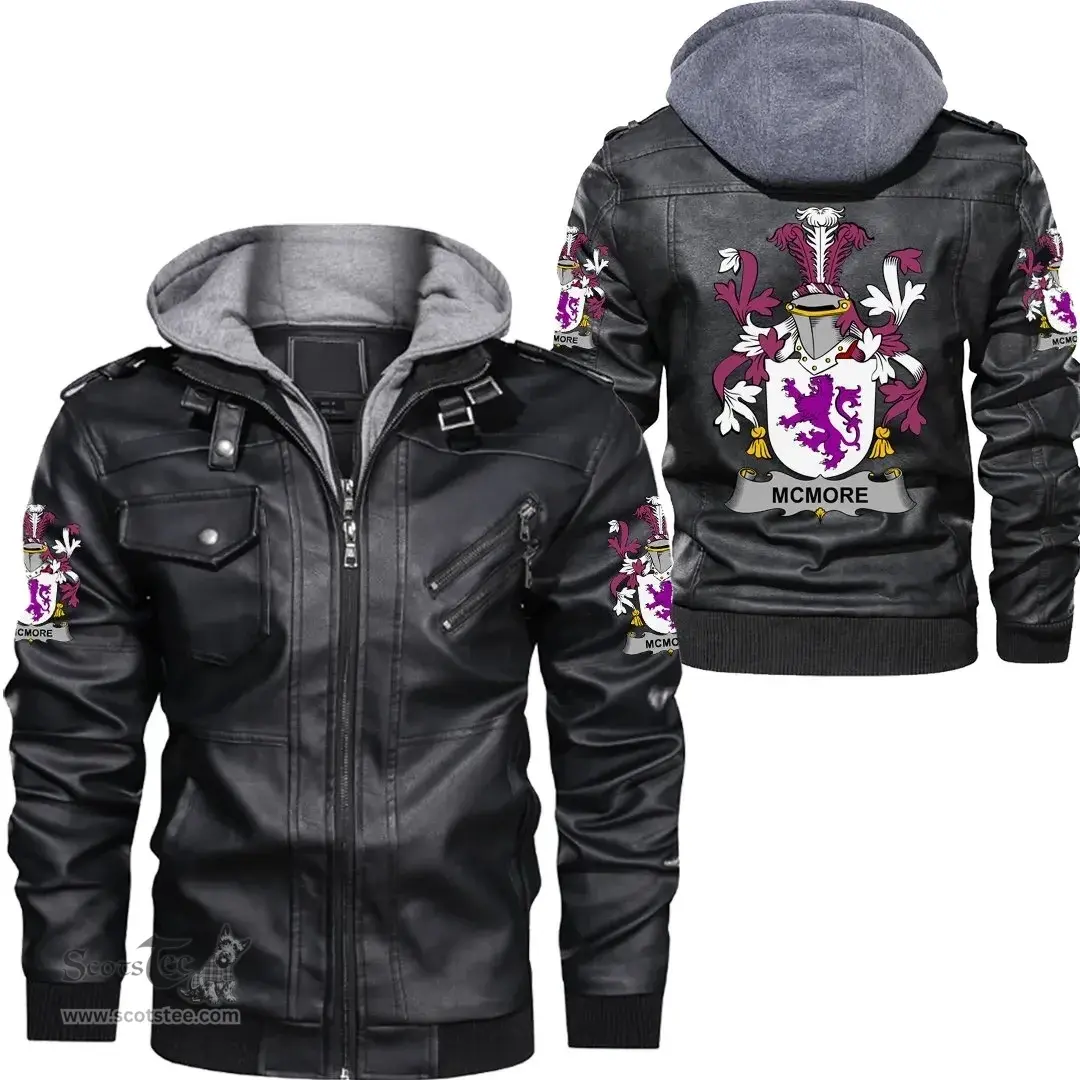 Irish McMore or More Coat of Arms Family Crest Ireland Leather Jacket Irish Jackets