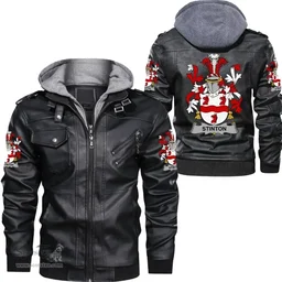 Irish Stinton Coat of Arms Family Crest Ireland Leather Jacket Irish Jackets