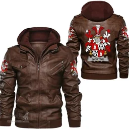 Irish Morton Coat of Arms Family Crest Ireland Leather Jacket Irish Jackets