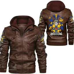 Irish Turner Coat of Arms Family Crest Ireland Leather Jacket Irish Jackets