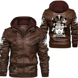 Irish Meares Coat of Arms Family Crest Ireland Leather Jacket Irish Jackets