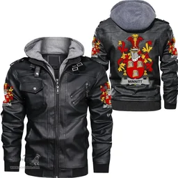 Irish Minnitt Coat of Arms Family Crest Ireland Leather Jacket Irish Jackets