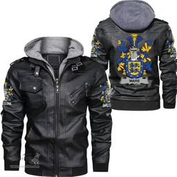 Irish Ware Coat of Arms Family Crest Ireland Leather Jacket Irish Jackets