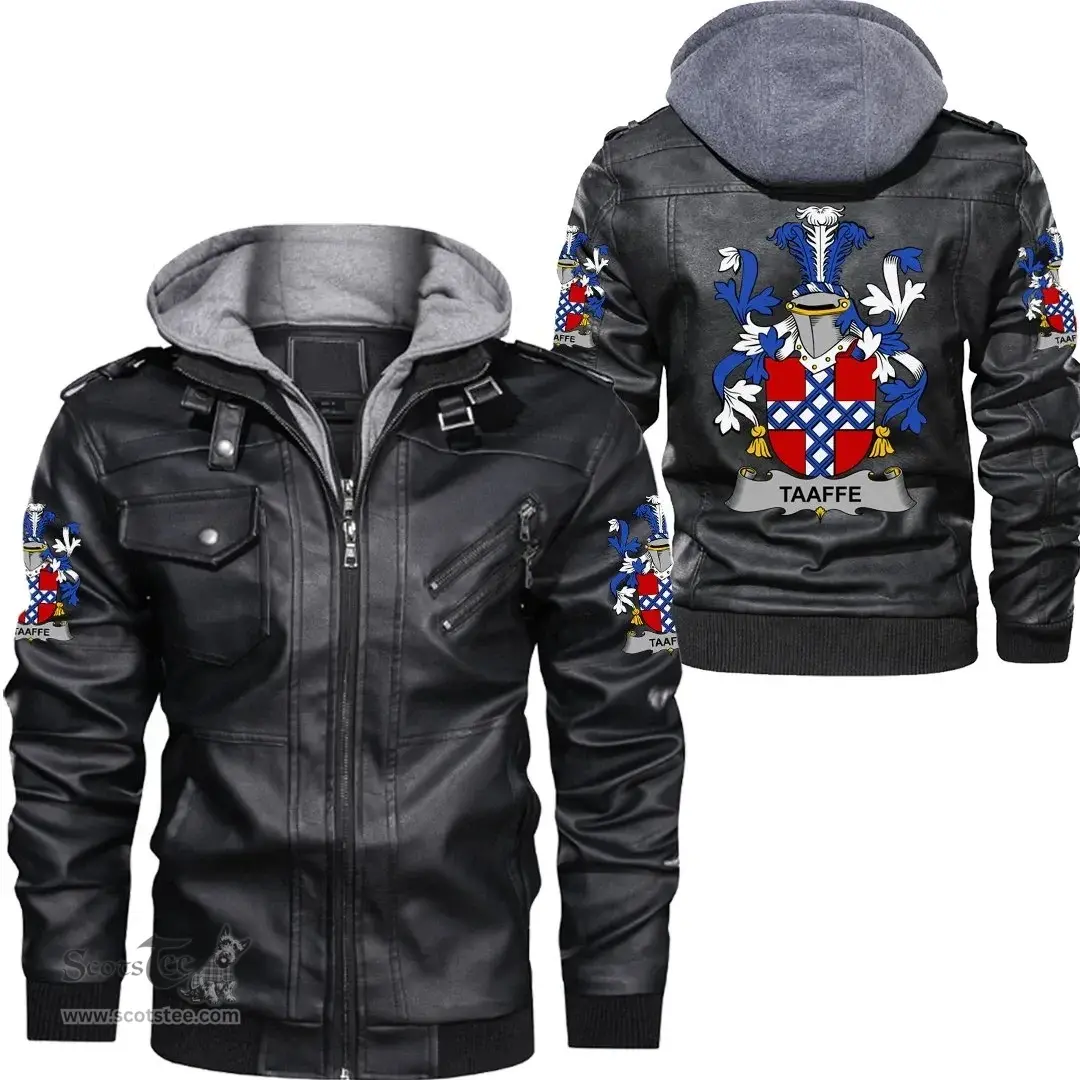 Irish Taaffe Coat of Arms Family Crest Ireland Leather Jacket Irish Jackets