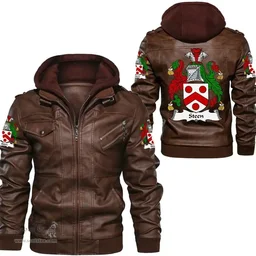 Irish Steen Coat of Arms Family Crest Ireland Leather Jacket Irish Jackets