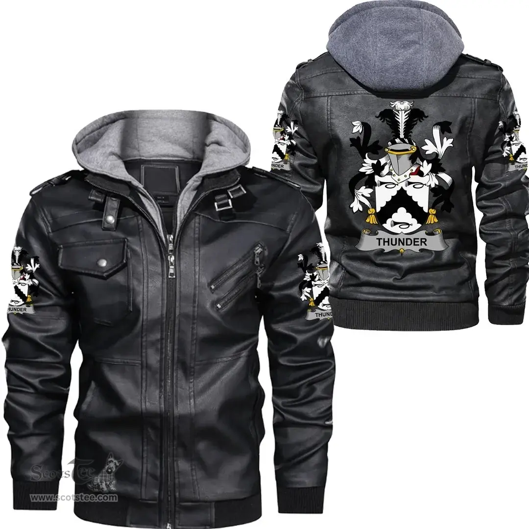 Irish Thunder Coat of Arms Family Crest Ireland Leather Jacket Irish Jackets