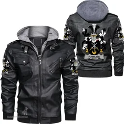 Irish Rawlins Coat of Arms Family Crest Ireland Leather Jacket Irish Jackets