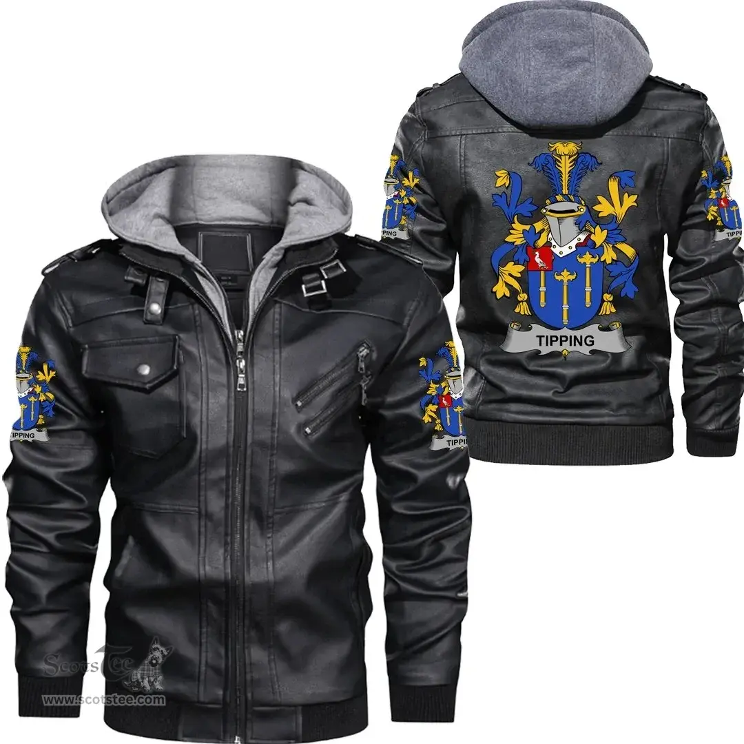 Irish Tipping Coat of Arms Family Crest Ireland Leather Jacket Irish Jackets