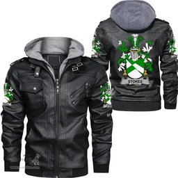 Irish Stokes Coat of Arms Family Crest Ireland Leather Jacket Irish Jackets