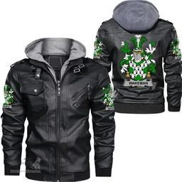 Irish Wakeman Coat of Arms Family Crest Ireland Leather Jacket Irish Jackets