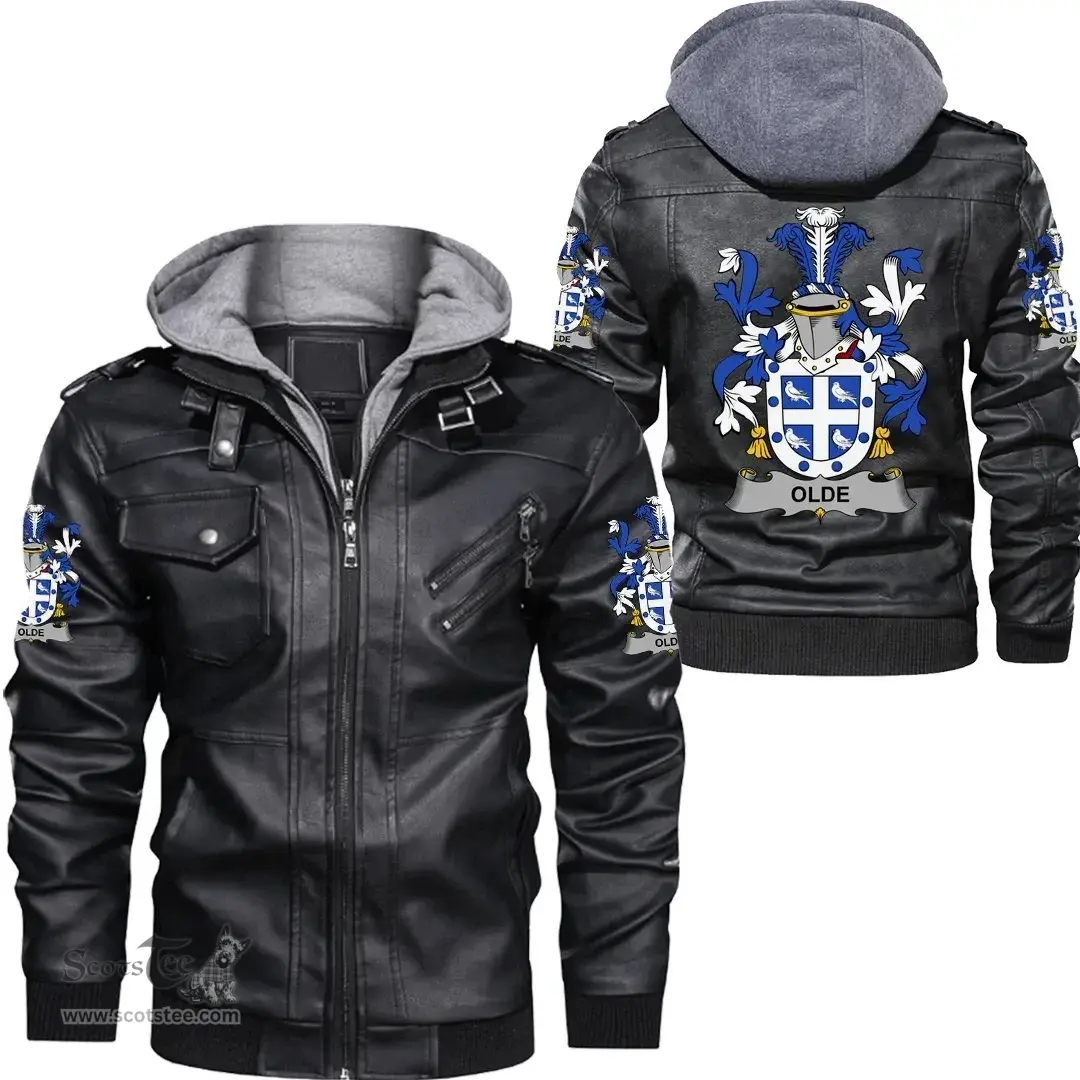 Irish Olde Coat of Arms Family Crest Ireland Leather Jacket Irish Jackets